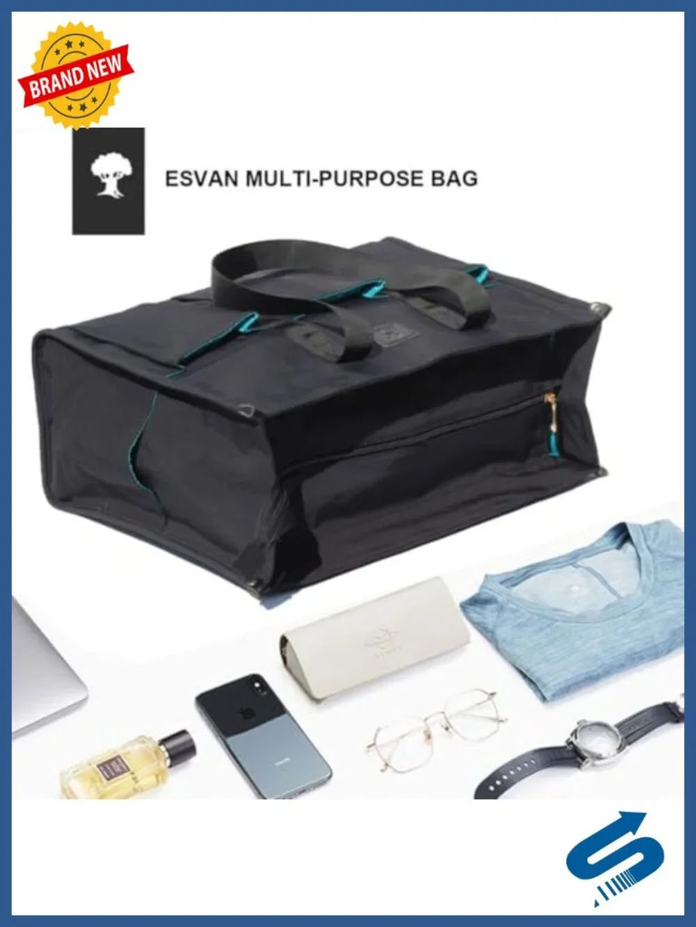 Large Waterproof Canvas Utility Tote Bag with Zipper Top for Work Travel